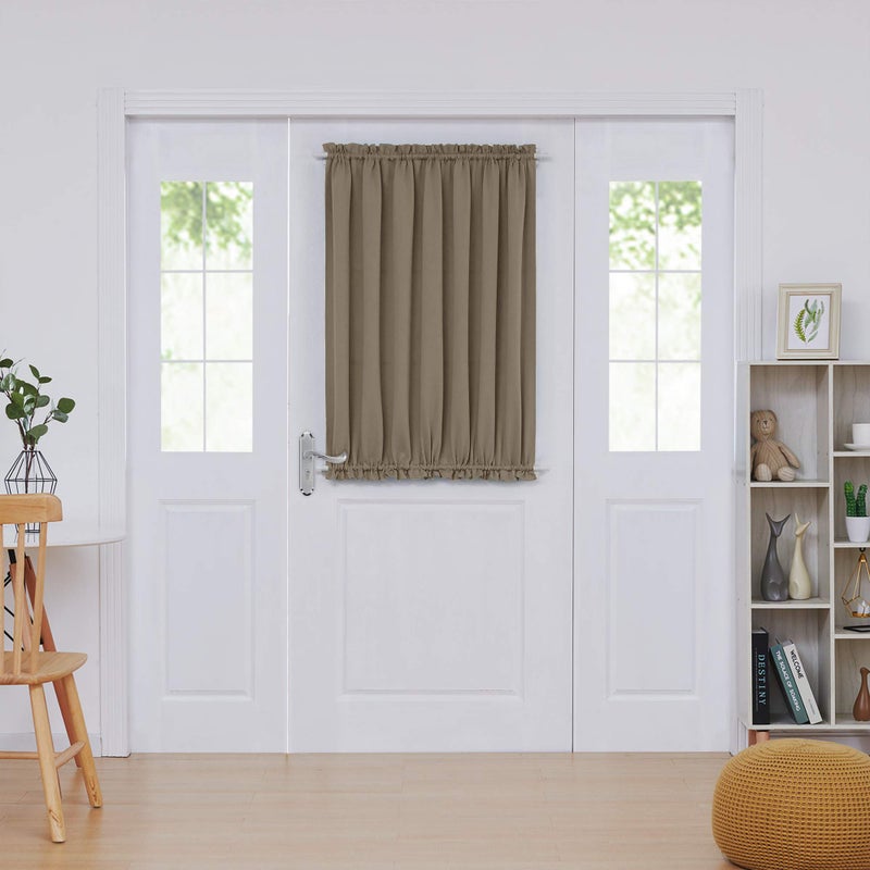 Deconovo Blackout Door Curtain for Glass Doors & Sidelights, Thermal Insulated Privacy Panel with Dual Rod Pockets & Adjustable Tieback, Machineâ€‘Washable Curtain (54W x 40L, Khaki, 1 Panel) - Image 1